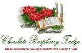 Fancy Merry Christmas Chocolate Raspberry Fudge