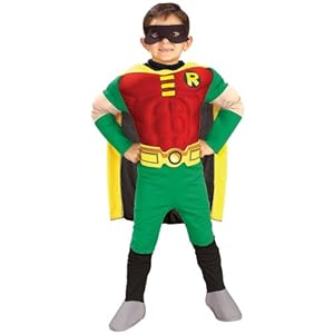 Rubies DC Comics Teen Titans Deluxe Muscle Chest Robin Costume, Small