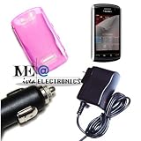 IVEA PINK Crystal Soft CASE/Cover+AC CHARGER+CAR Charger+LCD for Blackberry Thunder/Storm 9500/9530