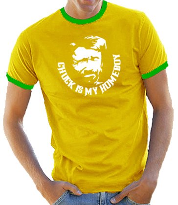 Touchlines Herren Kontrast / Ringer T-Shirt Chuck Norris is my Homeboy, yellow/green, L, B Preisvergleich