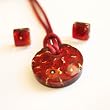 Handmade Murano Glass Jewelry Gift Set (a Pendant and Earrings)- Susan Red/Gold Style 5 Handmade Murano Glass Jewelry Gift Set (a Pendant and Earrings)- Susan Red/Gold Style 5