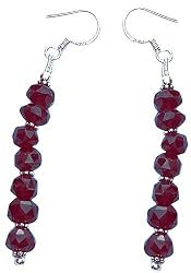 Garnet Earrings Sterling Silver India Jewelry 2.25 inches (erg015)