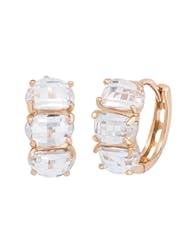 Jewelry: Romantic Time Multi Faces Diamod Four Prong Hollowed Holes French-back 18k Rose Gold Plated Hoop Earrings - Romantic Time