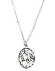 Sterling Silver One Sided Mystical Unicorn Charm with Thin Singapore Necklace