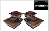 Big Sale 4-pack Garden Solar Bronze Post Deck Cap Square Fence Lights 4" X 4" w/White LED light