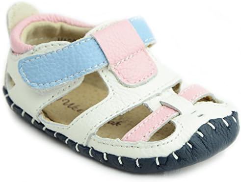 Kids Child Baby Girls Genuine Leather Moccasin Slip-on Non-slip Sandals Shoes, Pink White sz21