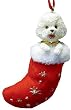 Santa's Little Pals Bichon Frise Stocking Christmas Ornament