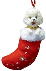 Santa's Little Pals Bichon Frise Stocking Christmas Ornament