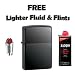 Zippo 150 chrome Black Ice Finish Lighter with FREE 4 oz can Premium lighter fluid, and 6 flints