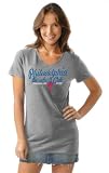 MLB Women's Philadelphia Phillies Short Sleeve V Neck Tee (Grey, Large)