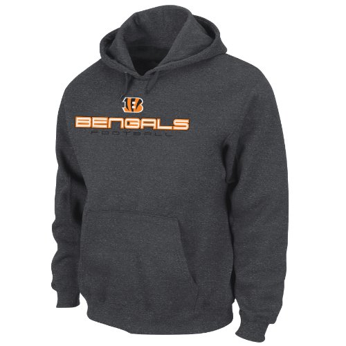NFL Men's Cincinnati Bengals 1st and Goal IV Long Sleeve Hooded Fleece Pullover (Charcoal Heather, Small)