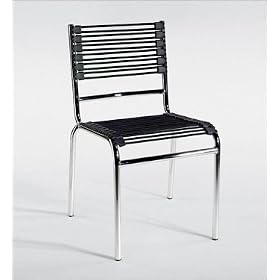 4 Black Chrome Finish Bungie Low Back Stacking Chair By Euro Style Furniture by Euro Style