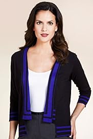 Per Una Shawl Collar Striped Trim Cardigan