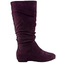 Womens Flat Ruched Fold Down Top Suede Boots