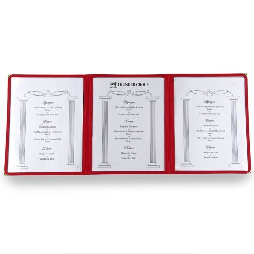 Winco Triple Fold Menu Cover, 12-Inch x 9.5-Inch, Red