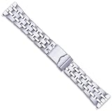 Link Style Metal Watch Band - Silver - 24mm