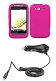 HTC Wildfire S (T-Mobile) Premium Combo Pack - Hot Pink Silicone Soft Skin  ....