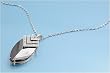 Sterling Silver Necklace - Oval with Clear and Black CZ - 16in-20in Chain - Charm Size: 31mm