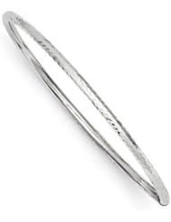 14k White Gold 3mm D/C Slip On Bangle. Metal Wt- 2.42g