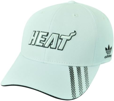 NBA Miami Heat White Hot Adidas Velcro Constructed Hat Cap Curved Bill Adjustable