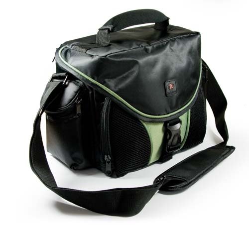 Tuff-Luv Shoulder Bag with Rain-coat / Dust-coat hood & integrated lens cleaner for digital SLR / DSLR / DSLR in size: M / color: Black/Green / compatible with / compatible with (Fuji Finepix S5 / S100Fs / S100fd / S8100fd / S9600 / S9500 / S8000fd / S6500 / S5800 / S5700 / S5600 / IS1 / is1 pro / S200HD / S1000 / S2000HD / S1500 / S200EXR / S1000fd / IS Pro / IS-1 / HS-10 / X-Pro1 / X100 / X-S1 / X10 / HS20EXR / S4000/S4080 / S3400 / S3300/S3380 / S3200/S3280 / S2900)