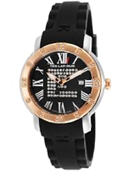 Womens Black Silicone Black Dial Rose-Tone Accents