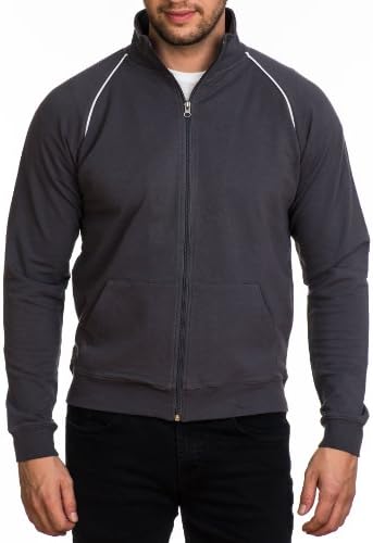 Bulletin Men's Active Full-Zip Mock Sweatshirt Charcoal/White Medium