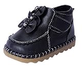 (ラボーグ) La Vogue ベビー 子供靴 ブーツ ボア付き 皮靴 赤ちゃん 新生児 出産祝い 歩行サポート 中綿シューズ 女の子 あったか 可愛い (13.3cm, Cブラック)