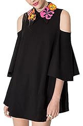 A-line Floral Print Bell Sleeves Off the Shoulder Chiffon Club Dress/Wedding Party Dress/Mini Dress 