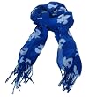 Fleur de Lis Print Summer Light Scarf Shawl Wrap Blue with White