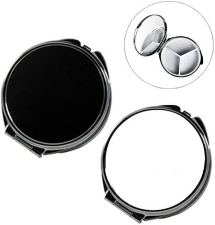 Round Metal Pill Box With Mirror (Black or Silver)