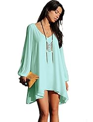 Checkered Print Summer Long Sleeves Chiffon/Jersey/Polyester/Spandex  Shirt Skater Dress/Mini Dress 