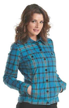 Tall Girl Plaid Jean Jacket available in Turquoise (Teal)