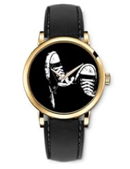 SPRAWL Aanalog Fashion Series Gold Ladies Watches of Genuine Black Leather Strap,Unique Wrist Watch for Women Girls Designed with Black cloth shoes