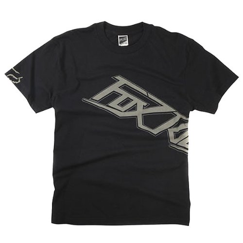 Fox Racing Supersonic Split Youth Boys Short-Sleeve Race Wear T-Shirt/Tee w/ Free B&amp;F Heart Sticker Bundle - Black / Medium