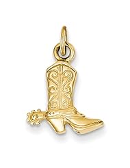 14k Yellow Gold 3-D Cowboy Boot Pendant