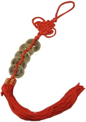 Red String Endless Knot Five Chinese Feng Shui Coins Tassel, For Wealth, Love and Health, #11