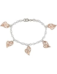 Sterling Silver Heart Charm Link Bracelet
