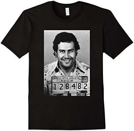 Men's Pablo Escobar T-shirt - Drug Lord Pablo Mugshot Tee Shirt 2XL Black