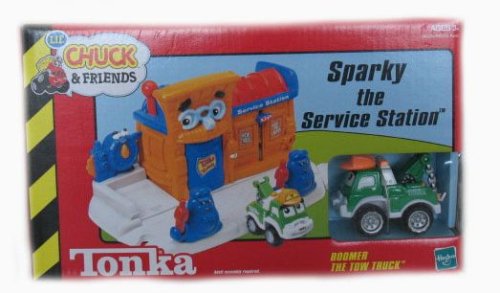 Childrens Toyshop  Toys : Tonka Lil' Chuck & Friends Sparky the Service Station Playset with Boomer the Tow Truck