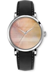 SPRAWL Aanalog Fashion Series Silver Ladies Watches of Genuine Black Leather Strap,Unique Wrist Watch for Women Girls Designed with old scene