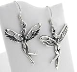 Sterling Silver Nouveau Winged Dancing Fairy Earrings