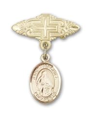 Gold Filled Baby Badge with St. Veronica Charm and Badge Pin with Cross