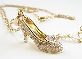 Disney Couture Gold Plated  Cinderella Slipper  Pave Crystals Necklace ! 08 Kidada Jones Newest...