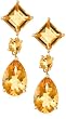 14k Yellow Gold Citrine Pear and Square Dangle Earring