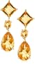 14k Yellow Gold Citrine Pear and Square Dangle Earring