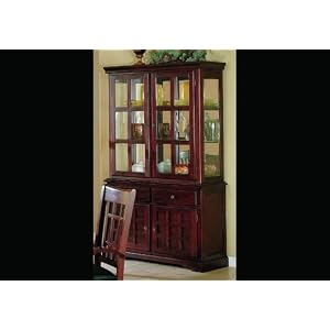 China Cabinet Buffet Hutch with Brass Hardware Rich Cherry Finish by 