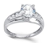 CZ Engagement Ring 14k White Gold Anniversary Cubic Zirconia (1.50 CT)