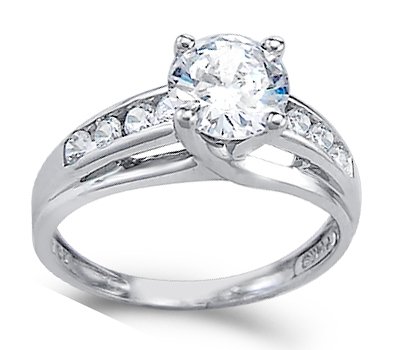 CZ Engagement Ring 14k White Gold Anniversary Cubic Zirconia (1.50 CT)