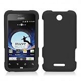 Cricket ZTE Score Accessory - Black Rubberized Designer Protective Hard Case Cover + SportDroid Transparent/Clear Decal